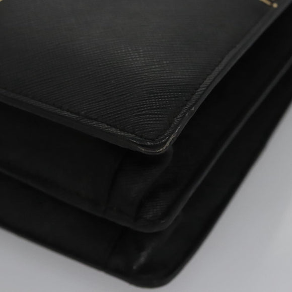 PRADA Business Bag Safiano leather Black Gold Auth bs21898