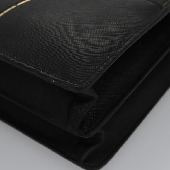 PRADA Business Bag Safiano leather Black Gold Auth bs21898