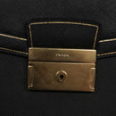 PRADA Business Bag Safiano leather Black Gold Auth bs21898-17