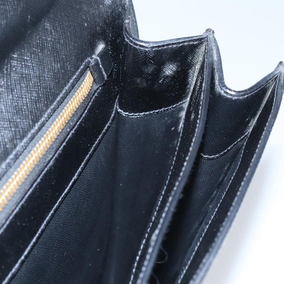 PRADA Business Bag Safiano leather Black Gold Auth bs21898