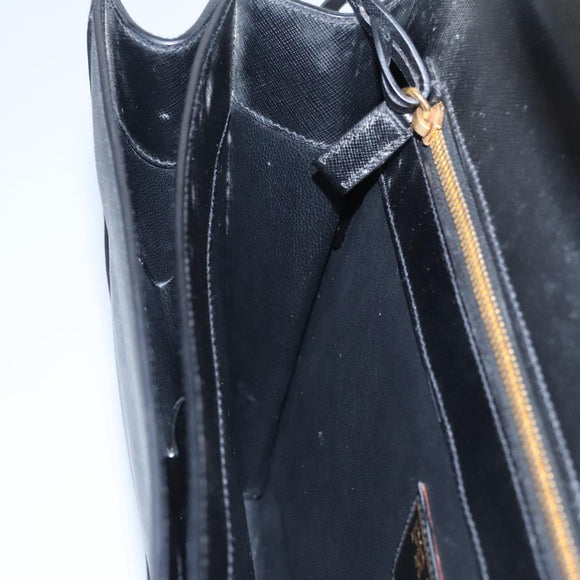 PRADA Business Bag Safiano leather Black Gold Auth bs21898