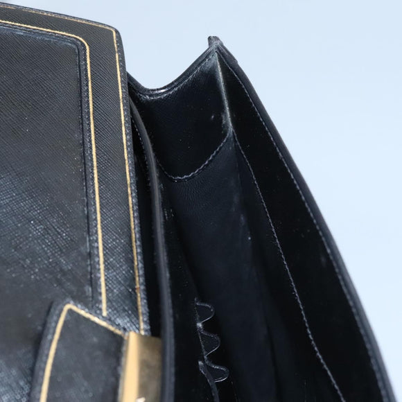 PRADA Business Bag Safiano leather Black Gold Auth bs21898