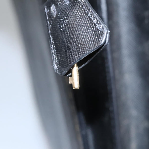 PRADA Business Bag Safiano leather Black Gold Auth bs21898