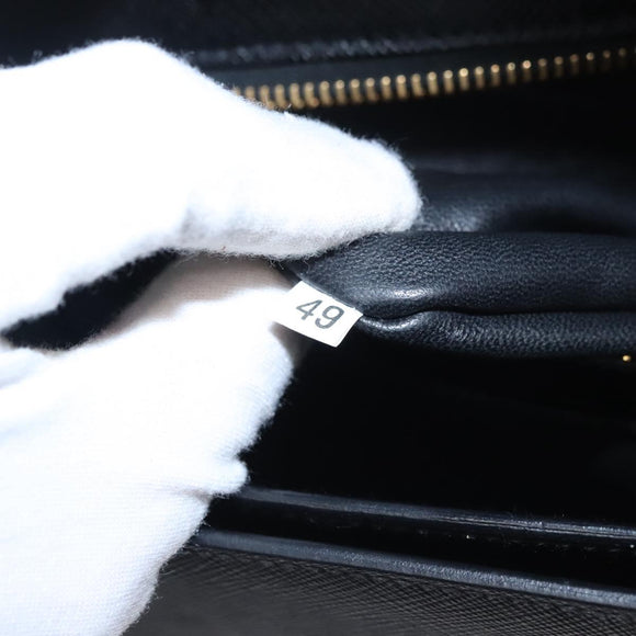 PRADA Business Bag Safiano leather Black Gold Auth bs21898