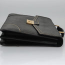 PRADA Business Bag Safiano leather Black Gold Auth bs21898-3