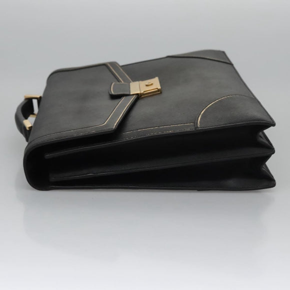 PRADA Business Bag Safiano leather Black Gold Auth bs21898