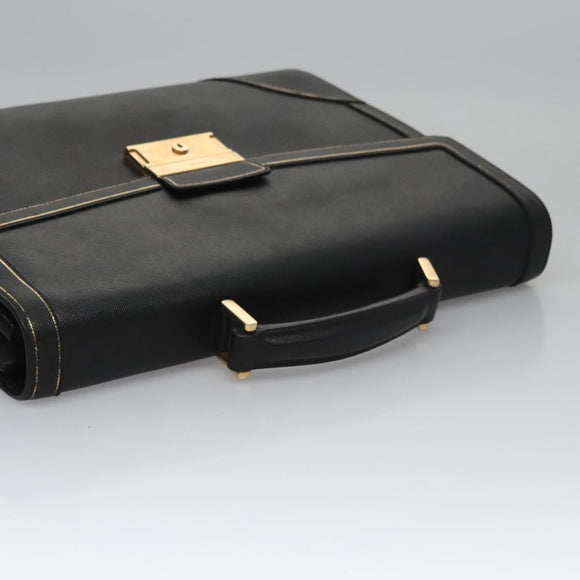 PRADA Business Bag Safiano leather Black Gold Auth bs21898