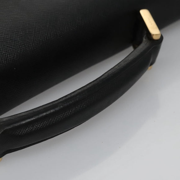 PRADA Business Bag Safiano leather Black Gold Auth bs21898