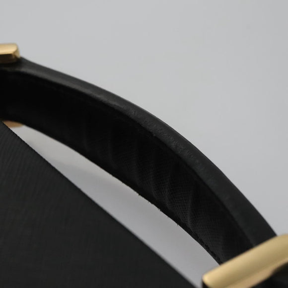 PRADA Business Bag Safiano leather Black Gold Auth bs21898
