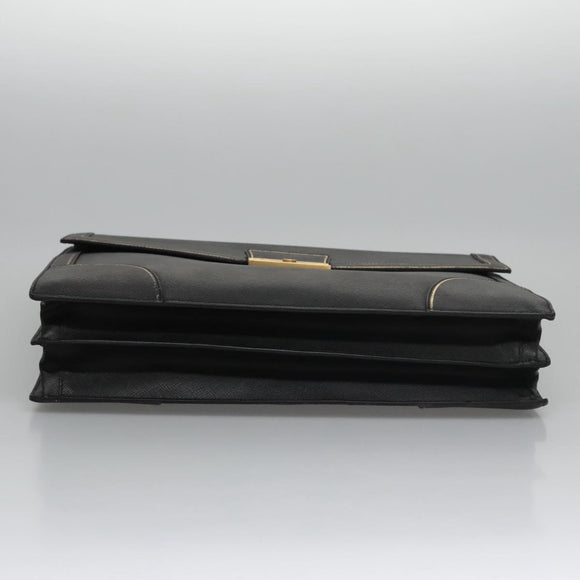 PRADA Business Bag Safiano leather Black Gold Auth bs21898