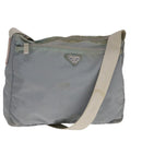 PRADA Shoulder Bag Nylon Light Blue Gray Silver Auth bs21902-1