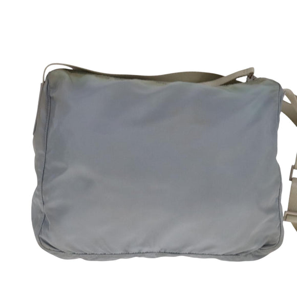 PRADA Shoulder Bag Nylon Light Blue Gray Silver Auth bs21902