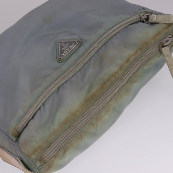 PRADA Shoulder Bag Nylon Light Blue Gray Silver Auth bs21902