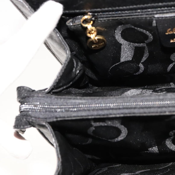 Salvatore Ferragamo Shoulder Bag Leather Black Gold Auth bs21904
