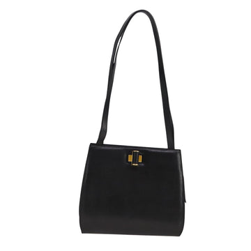 Salvatore Ferragamo Shoulder Bag Leather Black Gold Auth bs21904 - 0