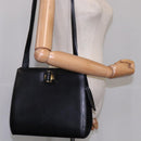 Salvatore Ferragamo Shoulder Bag Leather Black Gold Auth bs21904-23