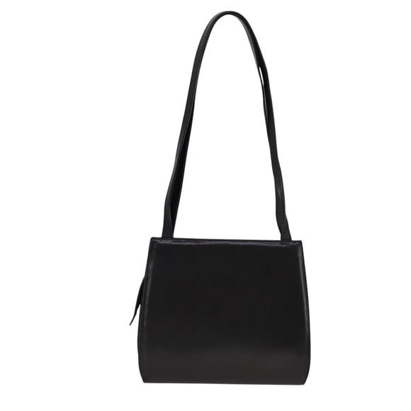 Salvatore Ferragamo Shoulder Bag Leather Black Gold Auth bs21904