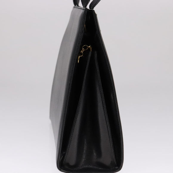 Salvatore Ferragamo Shoulder Bag Leather Black Gold Auth bs21904