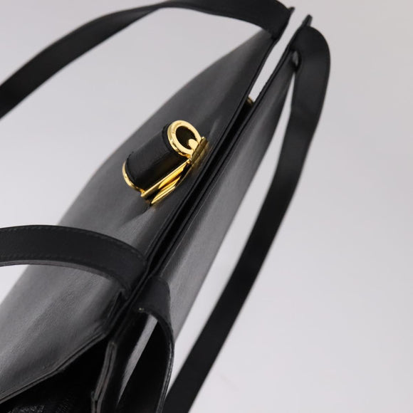 Salvatore Ferragamo Shoulder Bag Leather Black Gold Auth bs21904