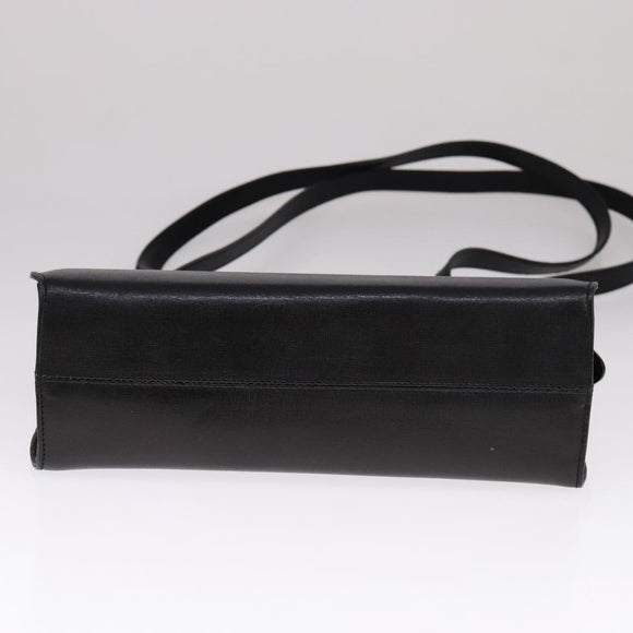 Salvatore Ferragamo Shoulder Bag Leather Black Gold Auth bs21904