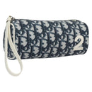 Christian Dior Trotter Canvas Pouch PVC Navy White Silver Auth bs21913-1