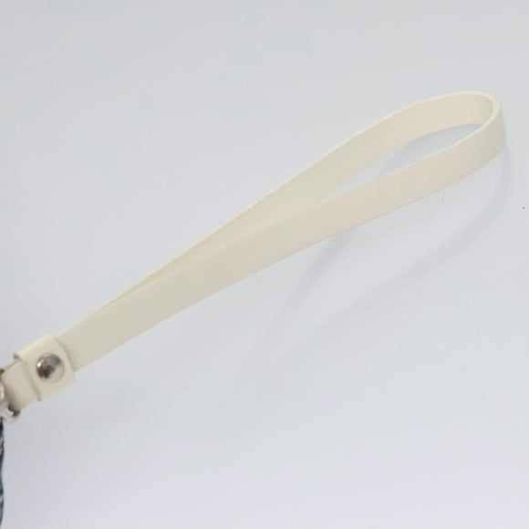 Christian Dior Trotter Canvas Pouch PVC Navy White Silver Auth bs21913