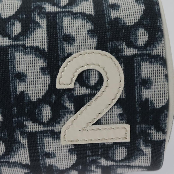 Christian Dior Trotter Canvas Pouch PVC Navy White Silver Auth bs21913