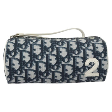 Christian Dior Trotter Canvas Pouch PVC Navy White Silver Auth bs21913 - 0