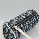 Christian Dior Trotter Canvas Pouch PVC Navy White Silver Auth bs21913-6