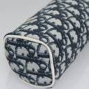 Christian Dior Trotter Canvas Pouch PVC Navy White Silver Auth bs21913-8