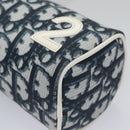 Christian Dior Trotter Canvas Pouch PVC Navy White Silver Auth bs21913-9