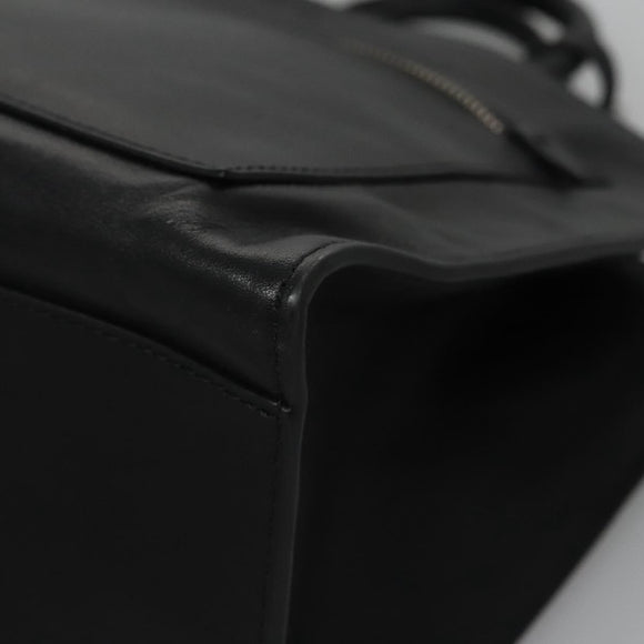 Poro Ralph Lauren Hand Bag Leather Black Silver Auth bs21919