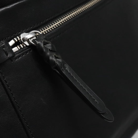 Poro Ralph Lauren Hand Bag Leather Black Silver Auth bs21919