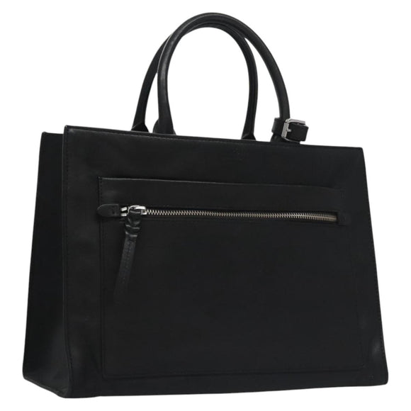 Poro Ralph Lauren Hand Bag Leather Black Silver Auth bs21919