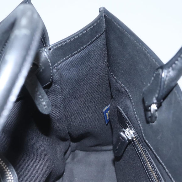 Poro Ralph Lauren Hand Bag Leather Black Silver Auth bs21919