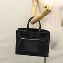 Poro Ralph Lauren Hand Bag Leather Black Silver Auth bs21919-29