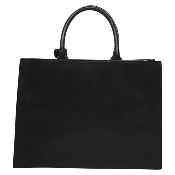 Poro Ralph Lauren Hand Bag Leather Black Silver Auth bs21919