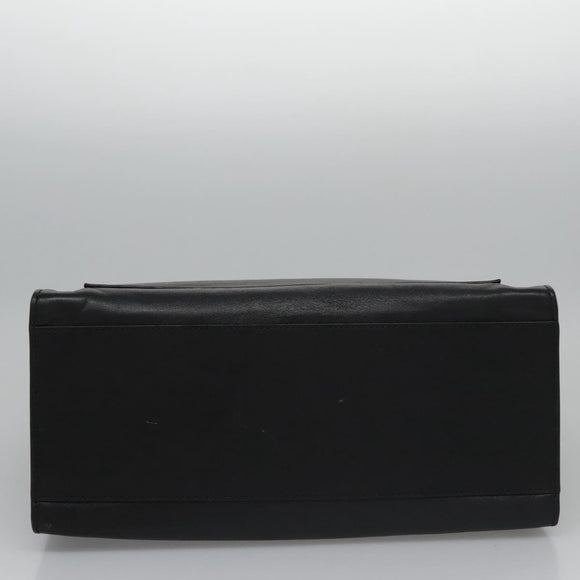 Poro Ralph Lauren Hand Bag Leather Black Silver Auth bs21919