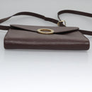 CELINE Circle Shoulder Bag Leather Brown Gold Auth bs21922-5