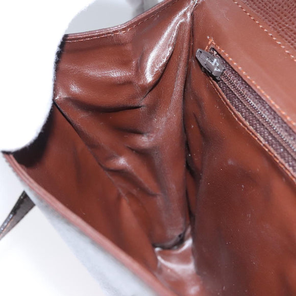 CELINE Circle Shoulder Bag Leather Brown Gold Auth bs21922