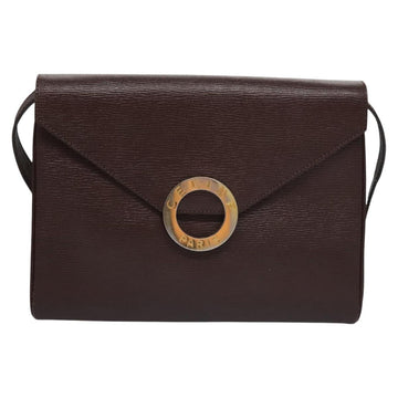 CELINE Circle Shoulder Bag Leather Brown Gold Auth bs21922 - 0