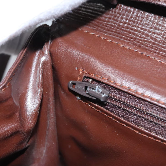 CELINE Circle Shoulder Bag Leather Brown Gold Auth bs21922