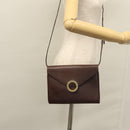 CELINE Circle Shoulder Bag Leather Brown Gold Auth bs21922-22