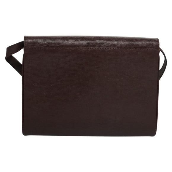 CELINE Circle Shoulder Bag Leather Brown Gold Auth bs21922