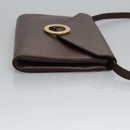 CELINE Circle Shoulder Bag Leather Brown Gold Auth bs21922-4