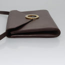 CELINE Circle Shoulder Bag Leather Brown Gold Auth bs21922-5