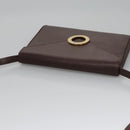 CELINE Circle Shoulder Bag Leather Brown Gold Auth bs21922-6