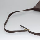 CELINE Circle Shoulder Bag Leather Brown Gold Auth bs21922-7