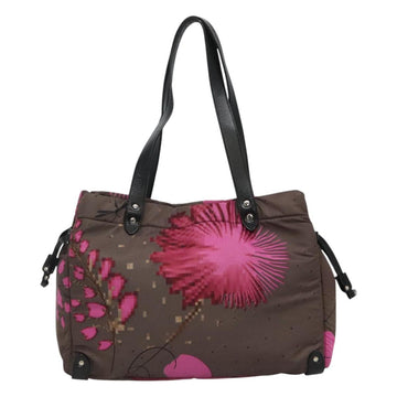 Miu Miu Tote Bag Nylon Leather Gray Pink Silver Auth bs21930 - 0