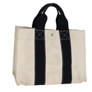 HERMES Bora Bora PM Tote Bag Canvas White Black Silver Auth bs21949-1